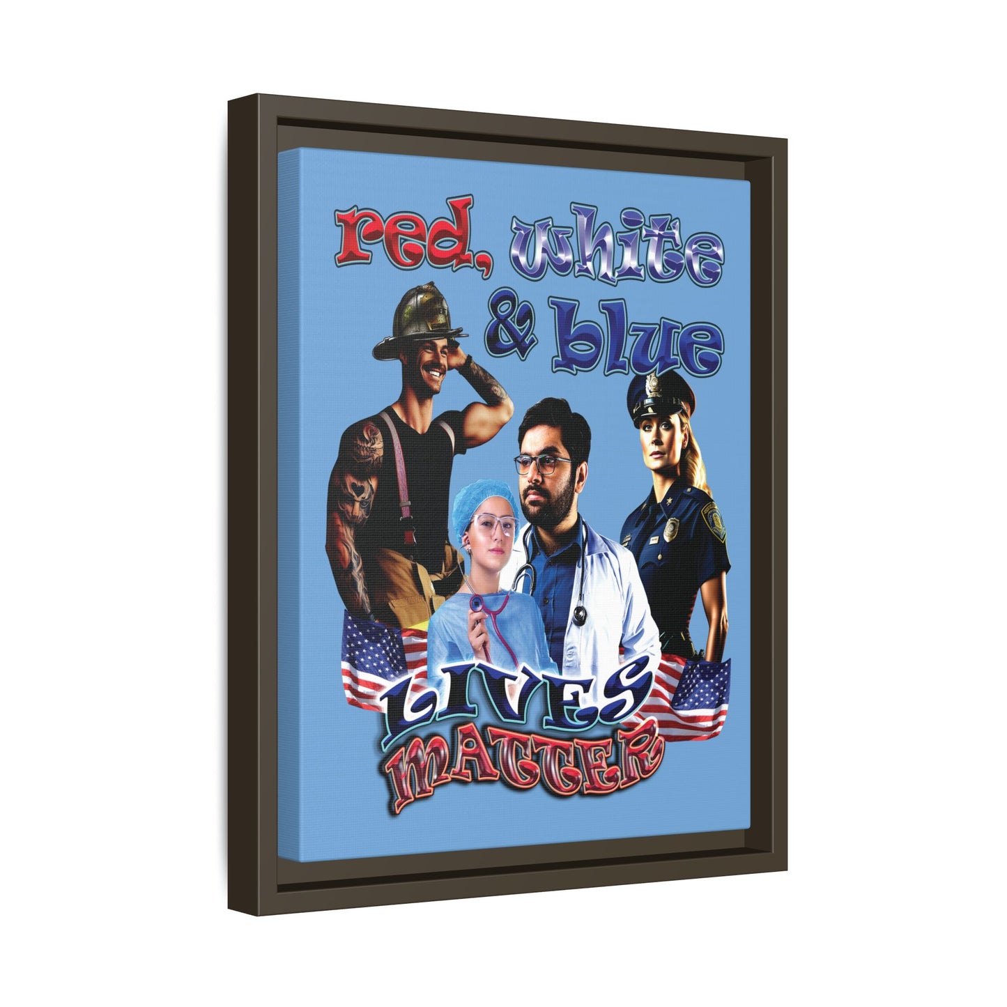 rw&b lives matter - framed canvas art (light blue)