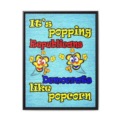 popping like popcorn - framed canvas art (faded dark blue)