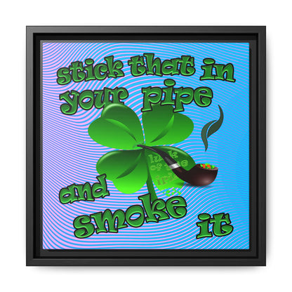 stick that in your pipe and smoke it - framed canvas art (light blue-purple wave)