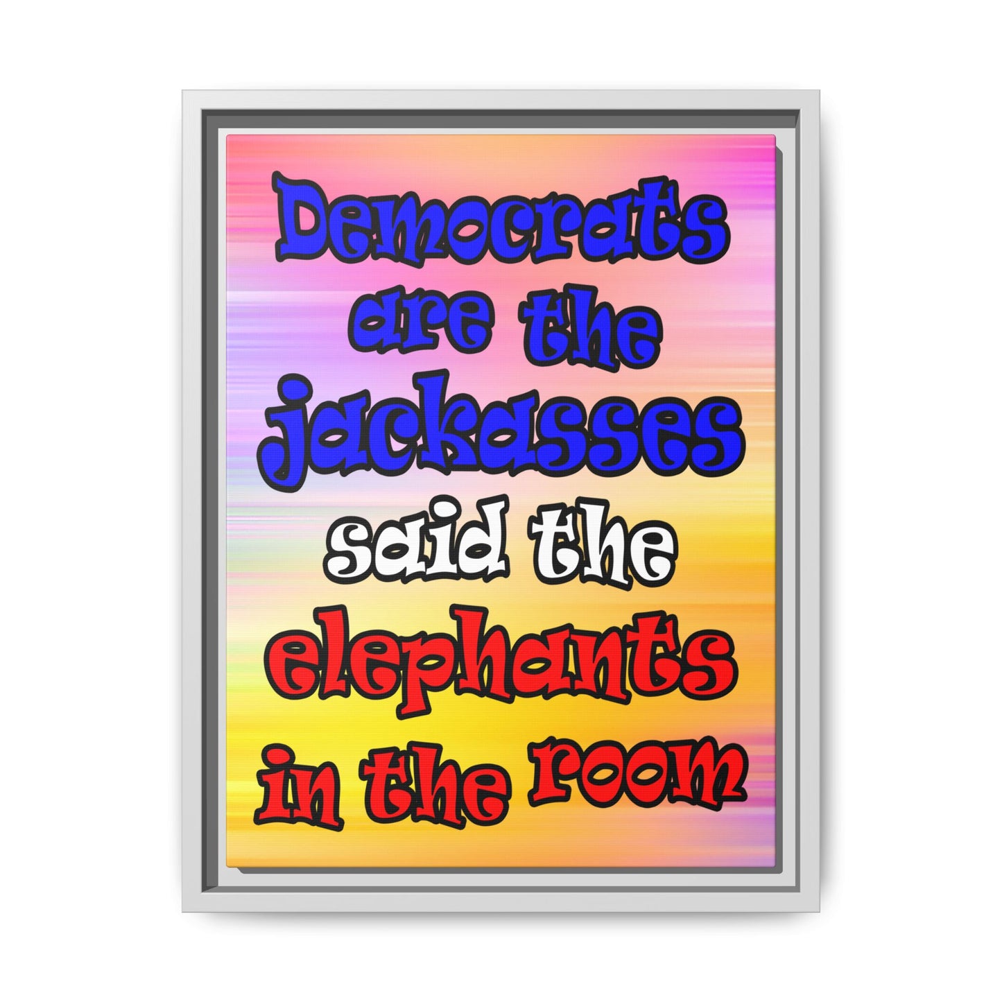 donkeys and elephants - framed canvas art (color blur)