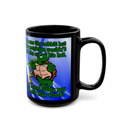 turtle race - Black Mug (blue-white wave)