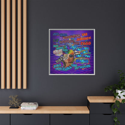 drop the beat - framed canvas art (purple wave)