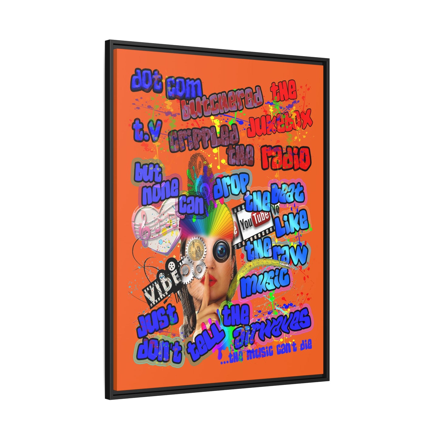 drop the beat - framed canvas art (orange)