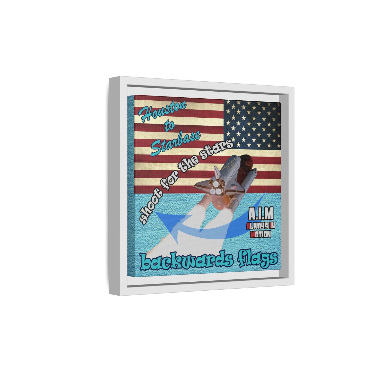 shoot for the stars - framed canvas art (faded blue)