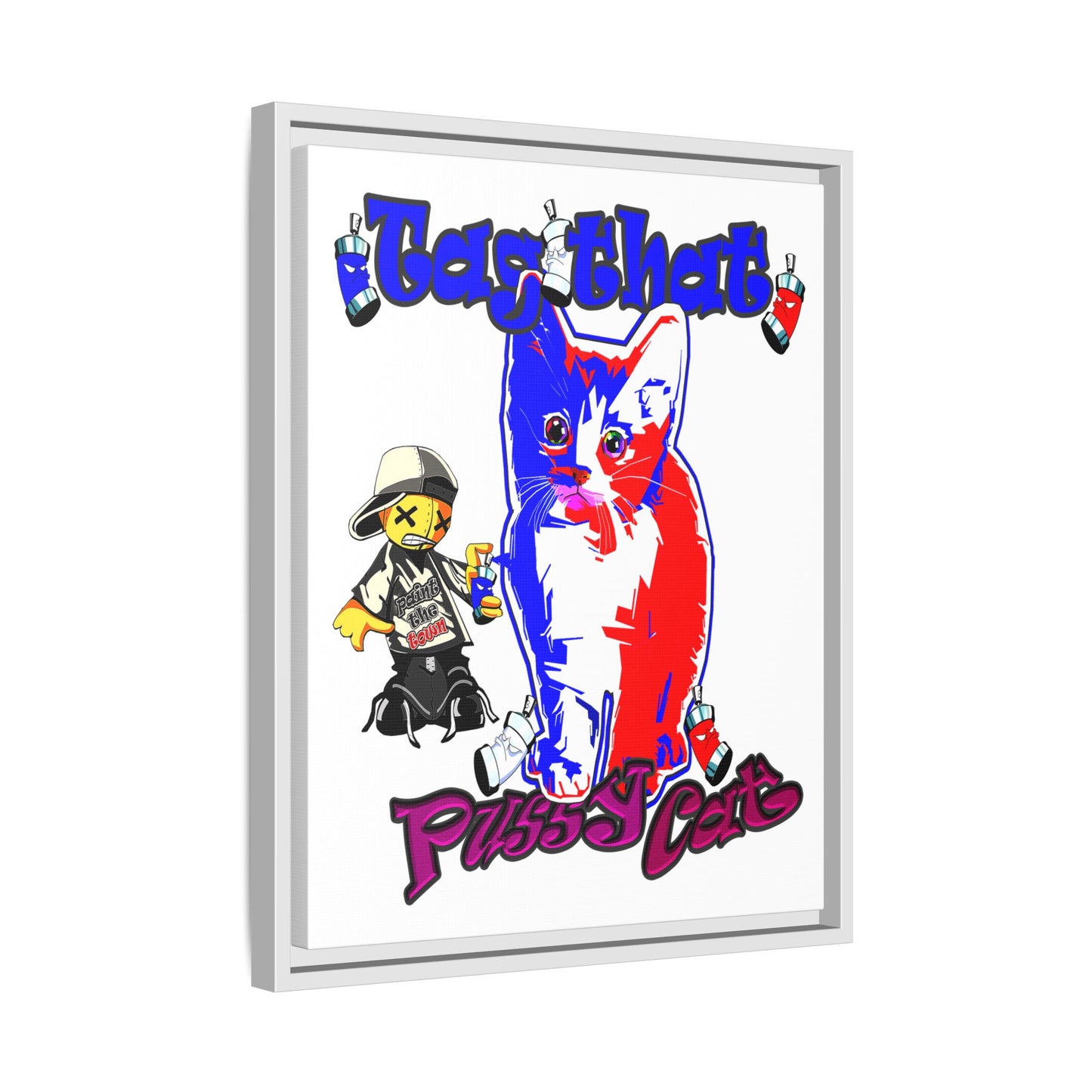tag that - framed canvas art (white)