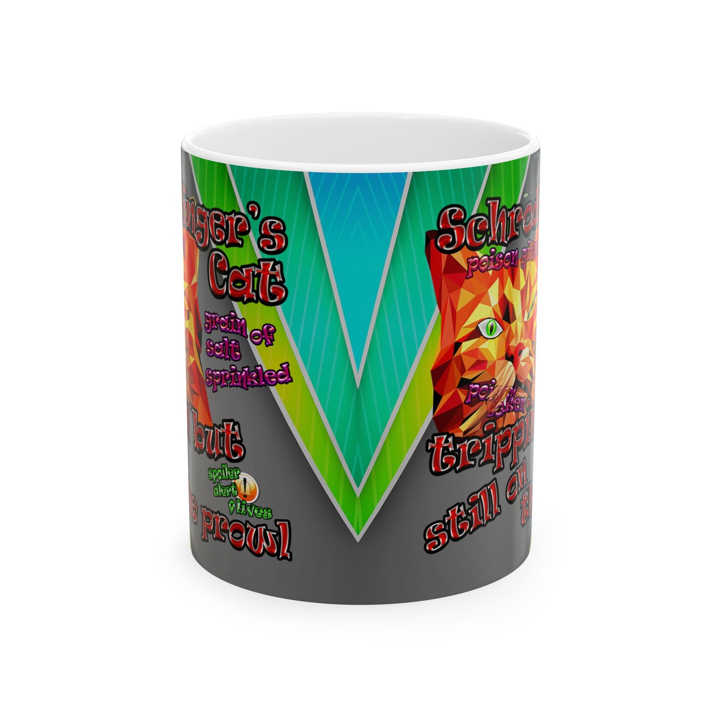 schrodinger's cat - White Mug (rainbow split)