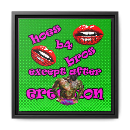 hoes b4 bros - framed canvas art (logo green)