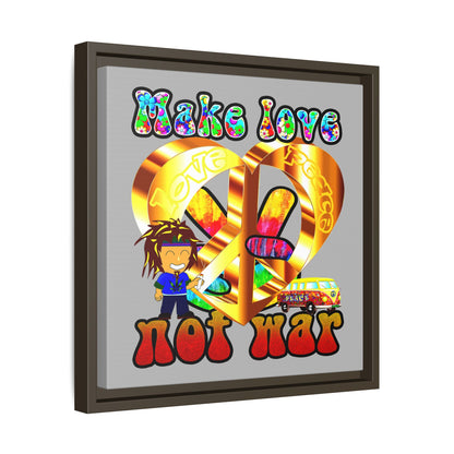 love peace - framed canvas art (light grey)