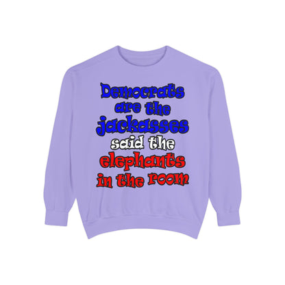 donkeys and elephants - Unisex Garment-Dyed Sweatshirt