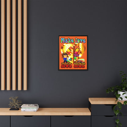 love peace - framed canvas art (orange)
