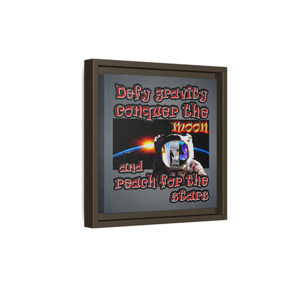 defy conquer reach - framed canvas art (grey-light grey)