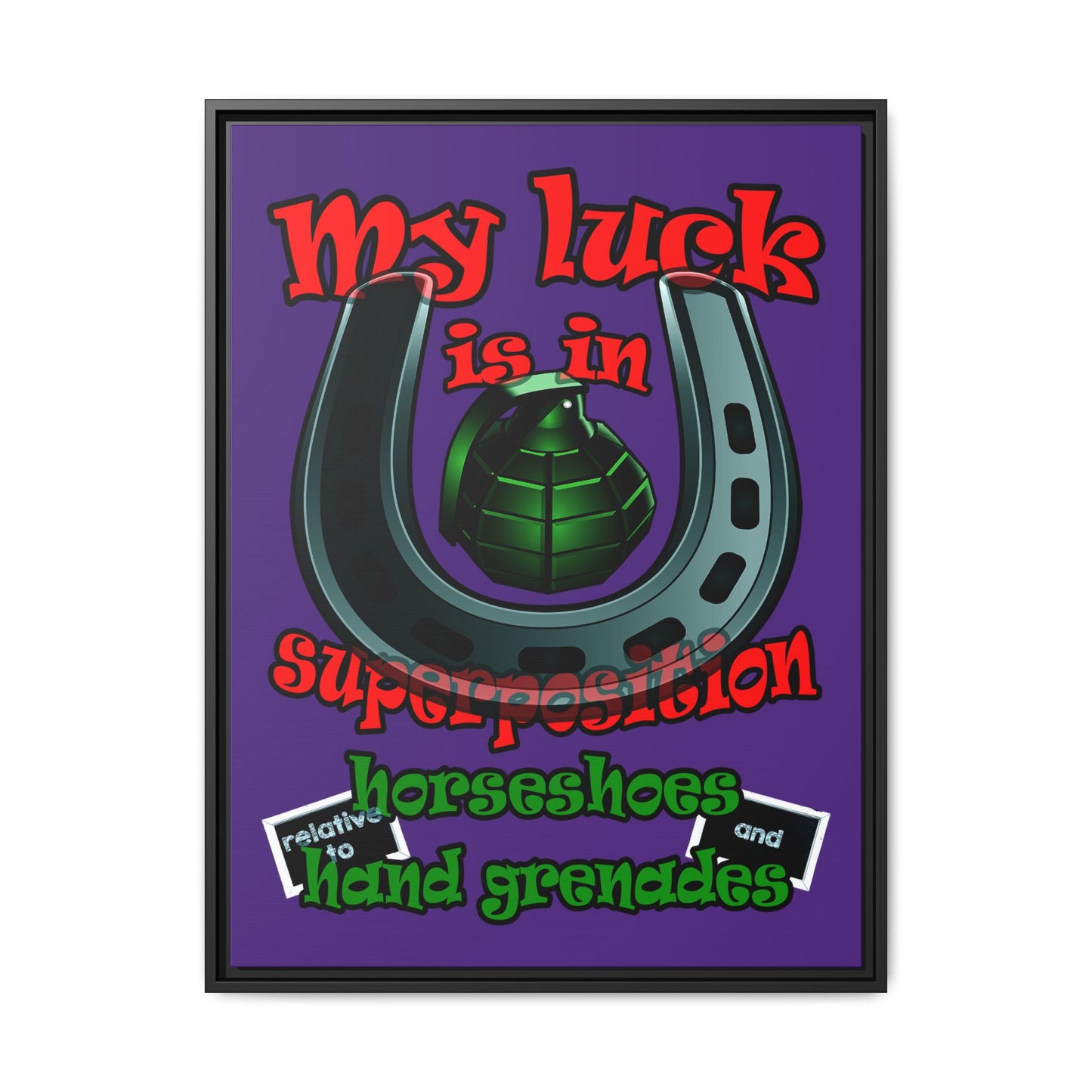 my luck - framed canvas art (purple)