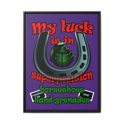 my luck - framed canvas art (purple)