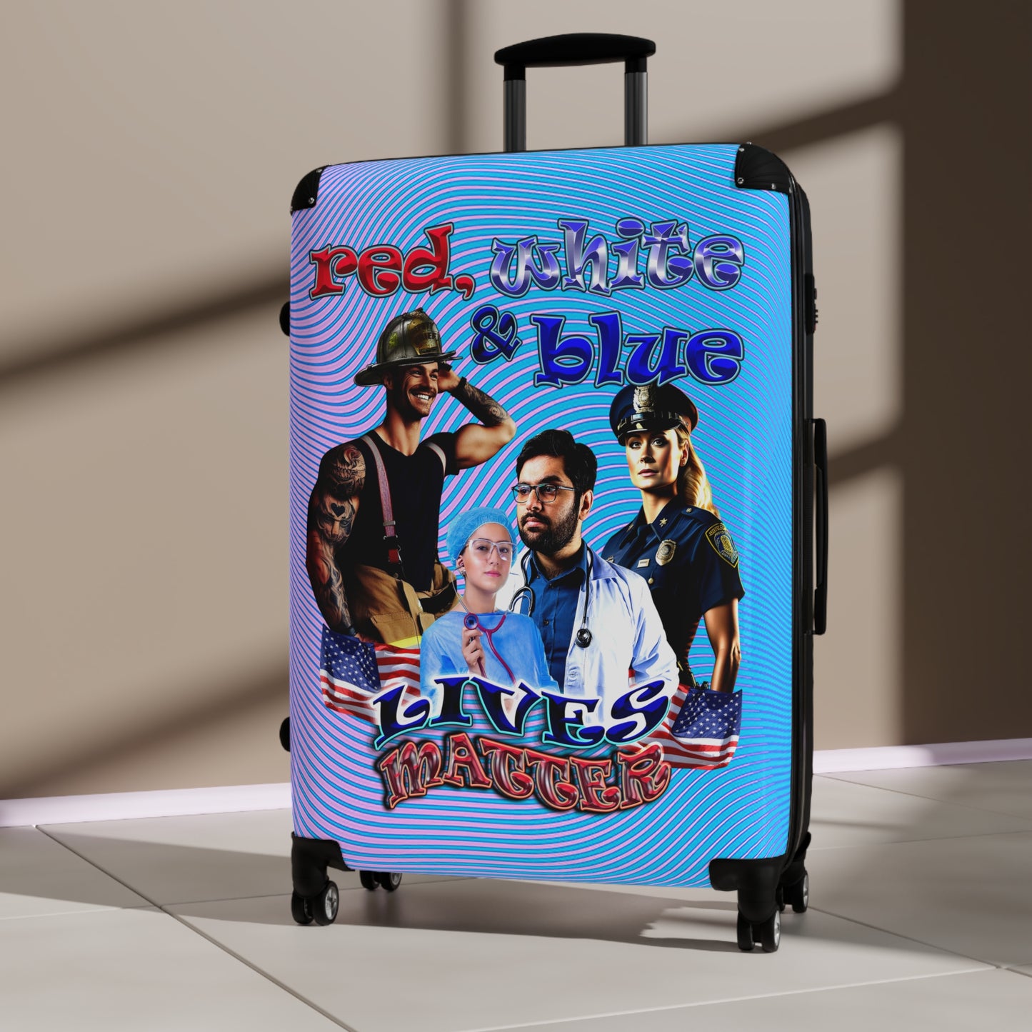 rw&b lives matter - Suitcase (light blue-purple wave)