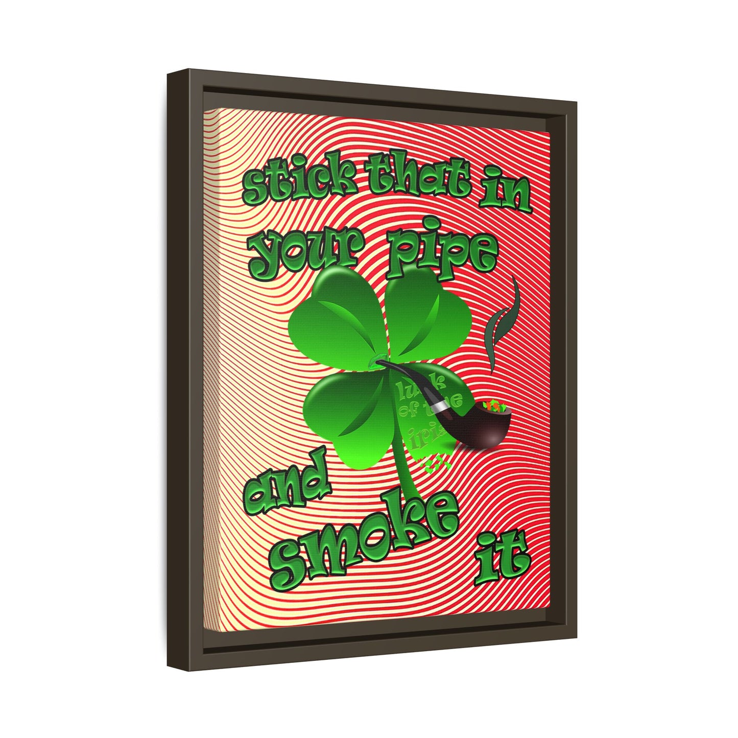 stick that in your pipe and smoke it - framed canvas art (yellow-orange wave)