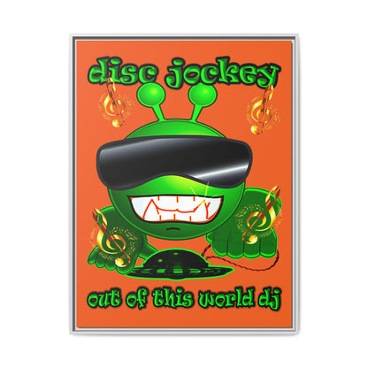 disc jockey - framed canvas art (orange)