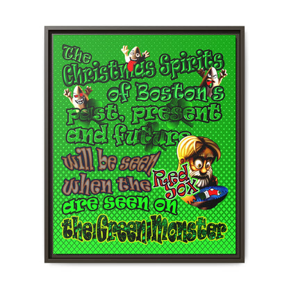 christmas spirits of boston - framed canvas art (logo green)
