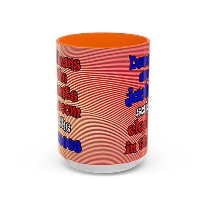 donkeys and elephants - Accent Mug (yellow-orange wave)