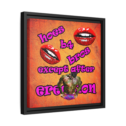 hoes b4 bros - framed canvas art (burnt orange)
