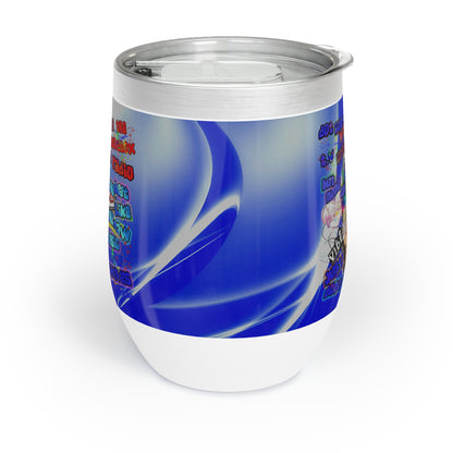 drop the beat - Chill Wine Tumbler  (blue-white wave)