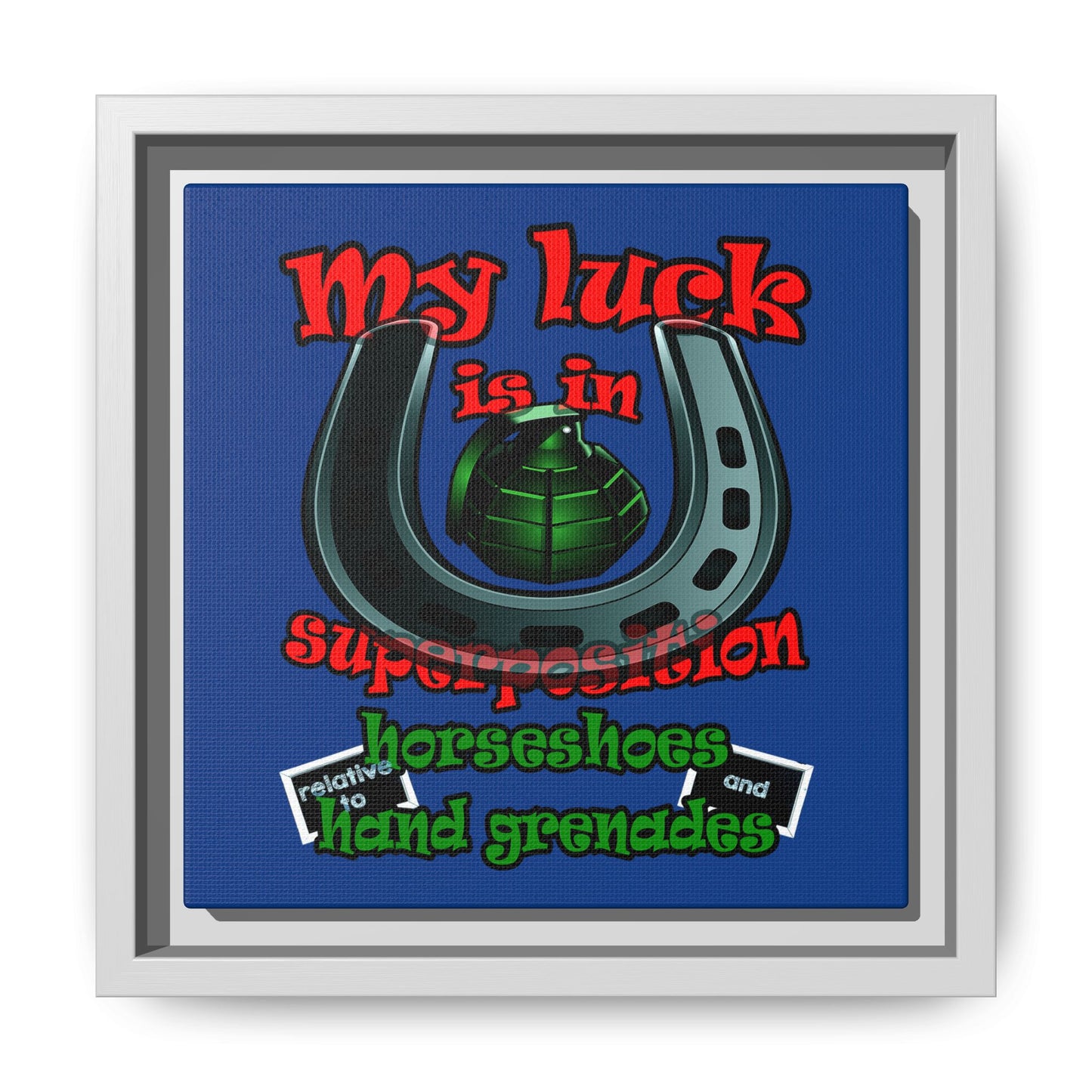 my luck - framed canvas art (dark blue)
