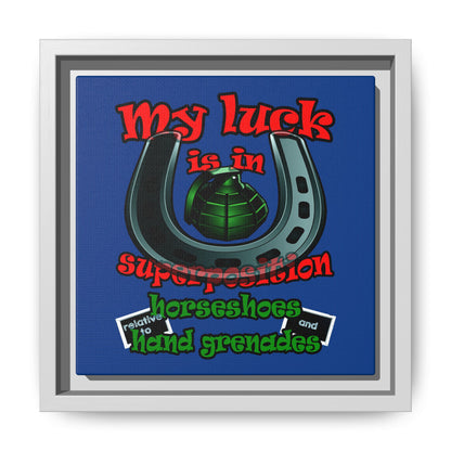 my luck - framed canvas art (dark blue)