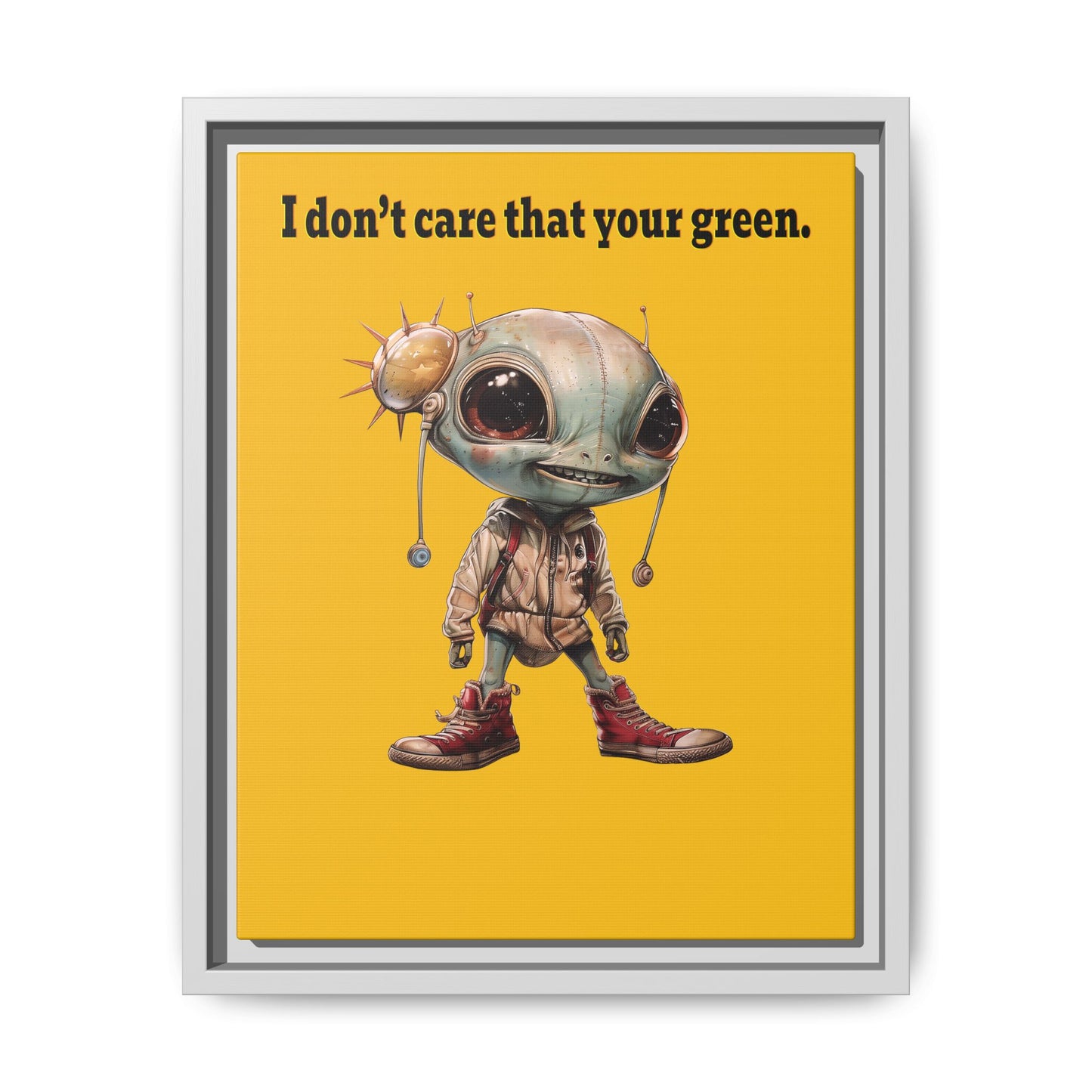 I don't care that your green - framed canvas art (yellow)