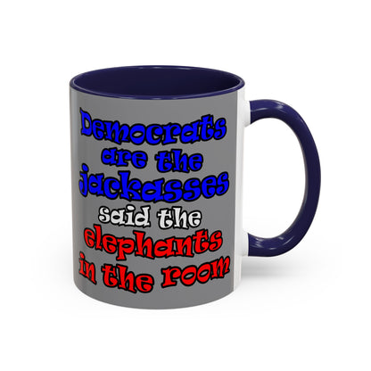 donkeys and elephants - Accent Mug (grey)