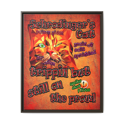 schrodinger's cat - framed canvas art (burnt orange)