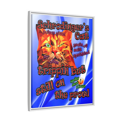 schrodinger's cat - framed canvas art (blue-white wave)