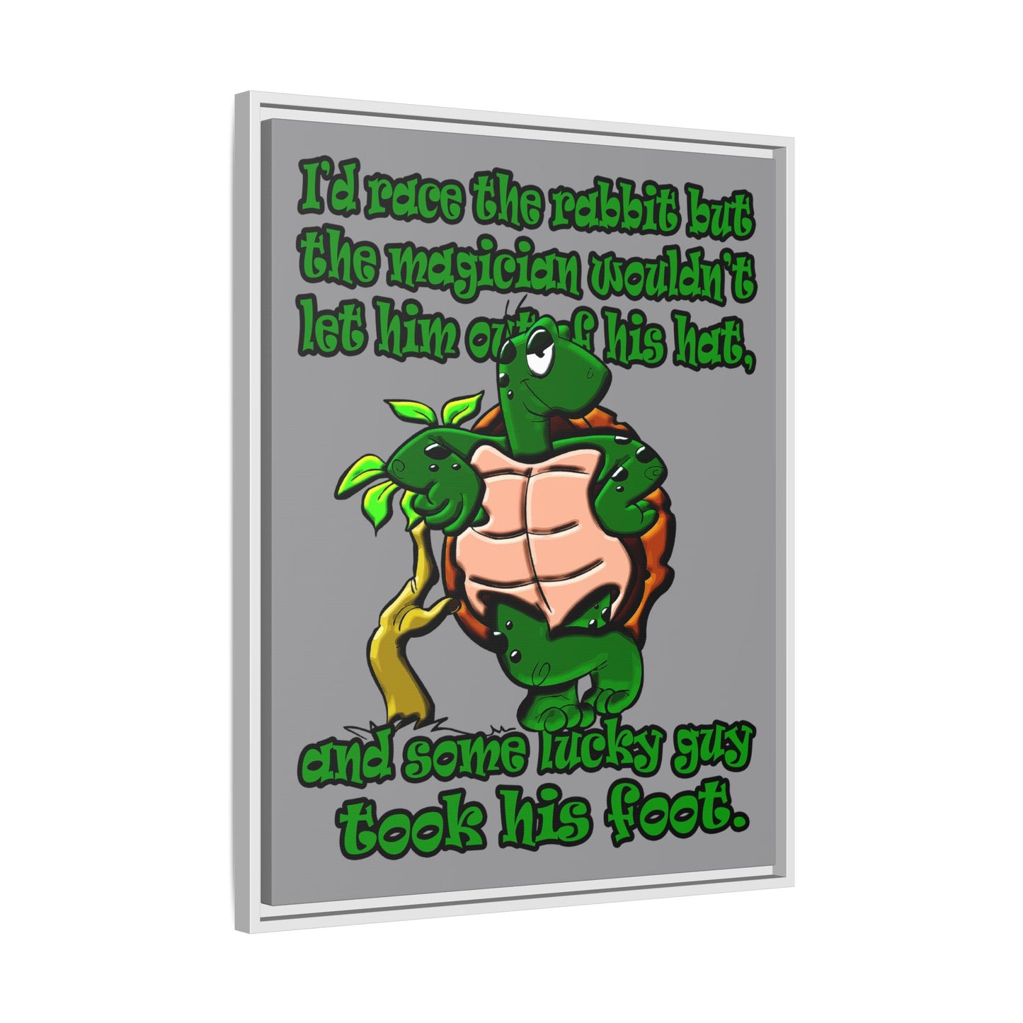 turtle race - framed canvas art (grey)