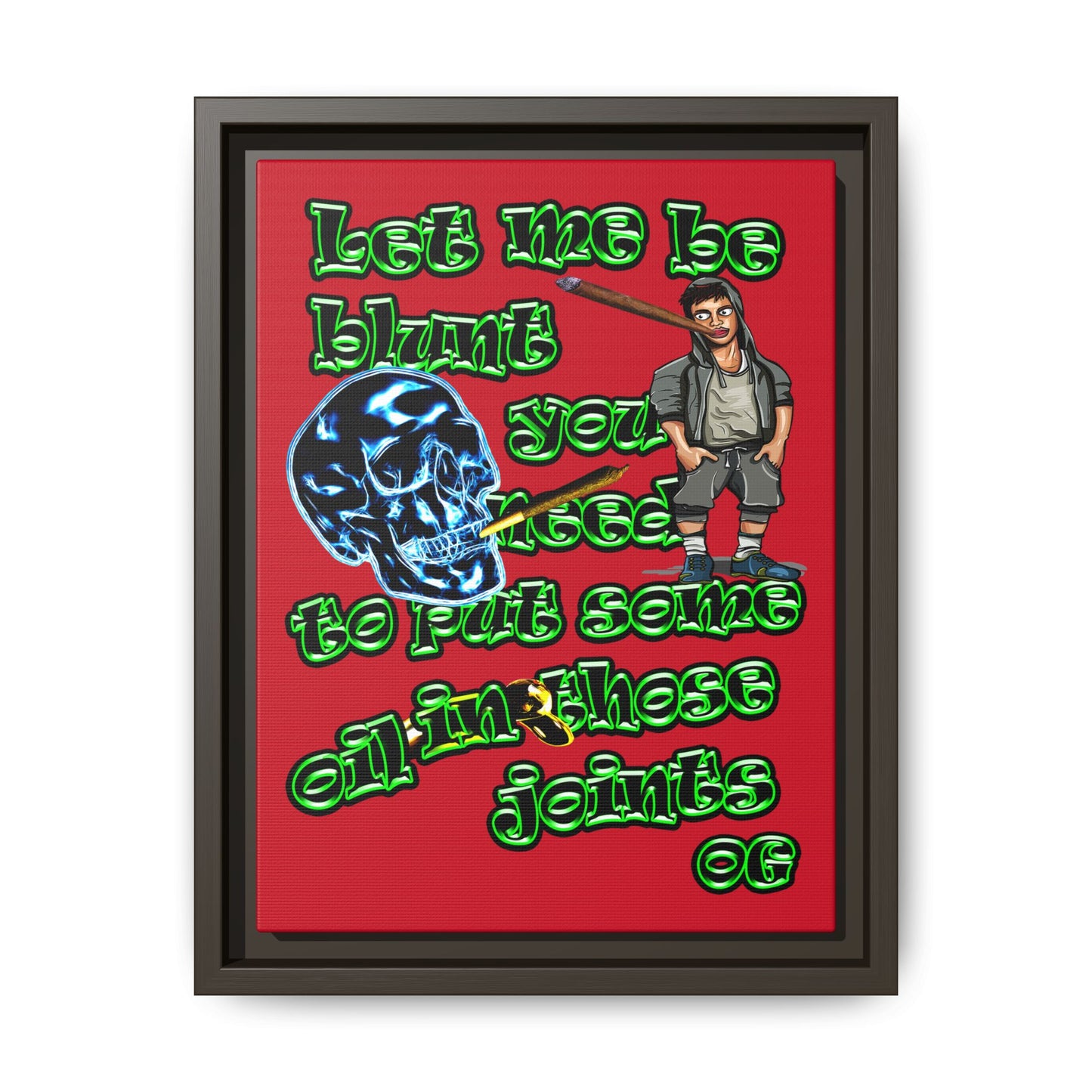 og - framed canvas art (dark red)
