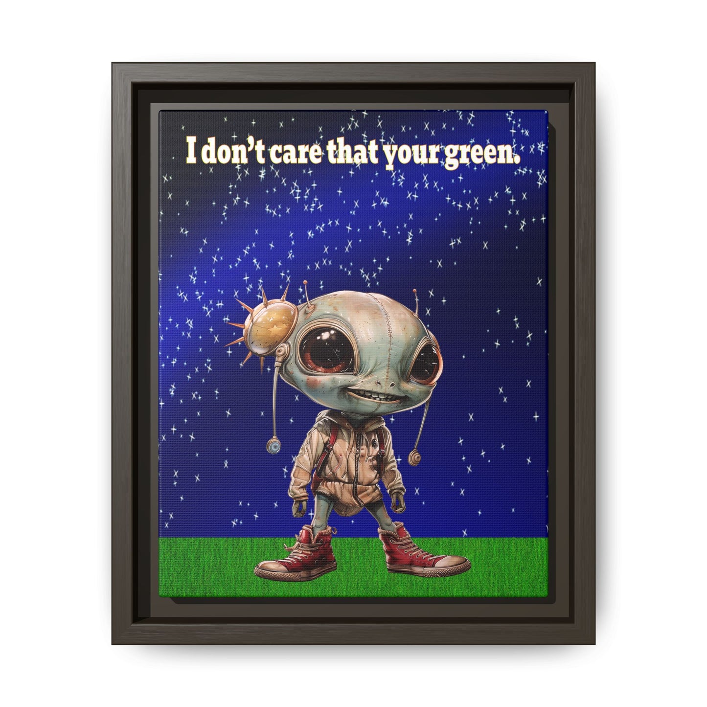 I don't care that your green - framed canvas art ('snoops' background)