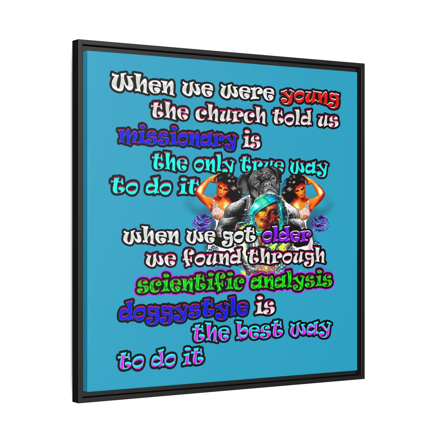 doggystyle - framed canvas art (turquoise)