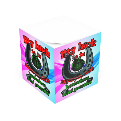 my luck - note cube (light blue-pink wave)