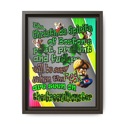 christmas spirits of boston - framed canvas art (rainbow split)