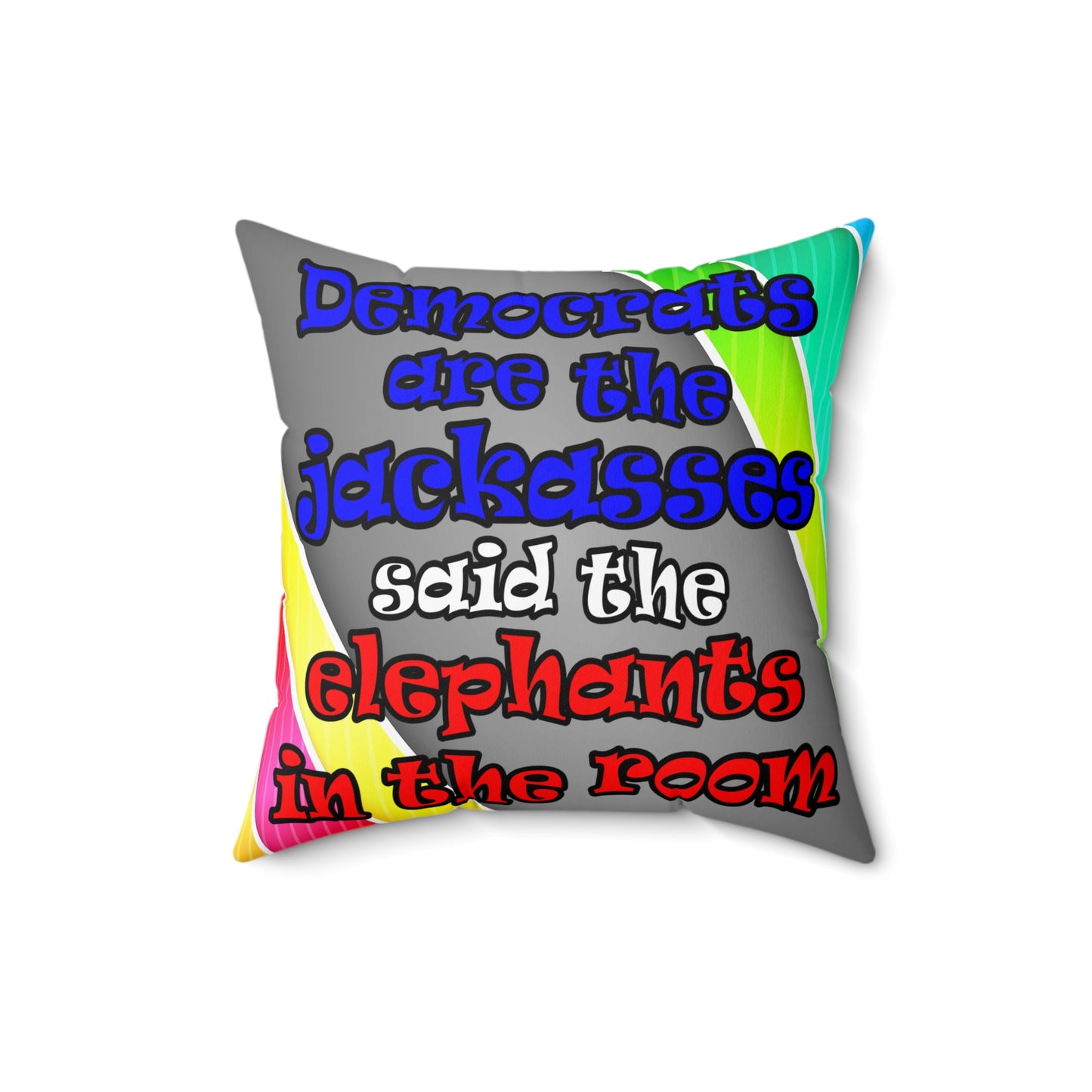 donkeys and elephants - Spun Polyester Square Pillow - (rainbow split)