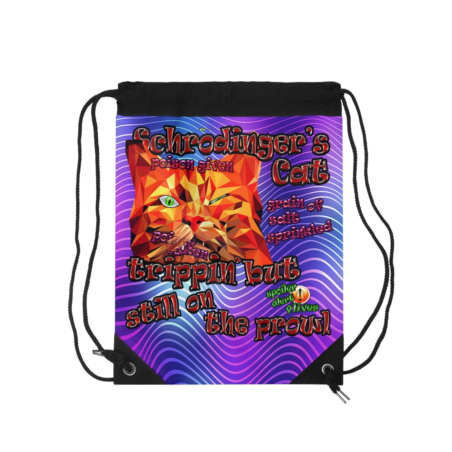 schrodinger's cat - Drawstring Bag (purple wave)