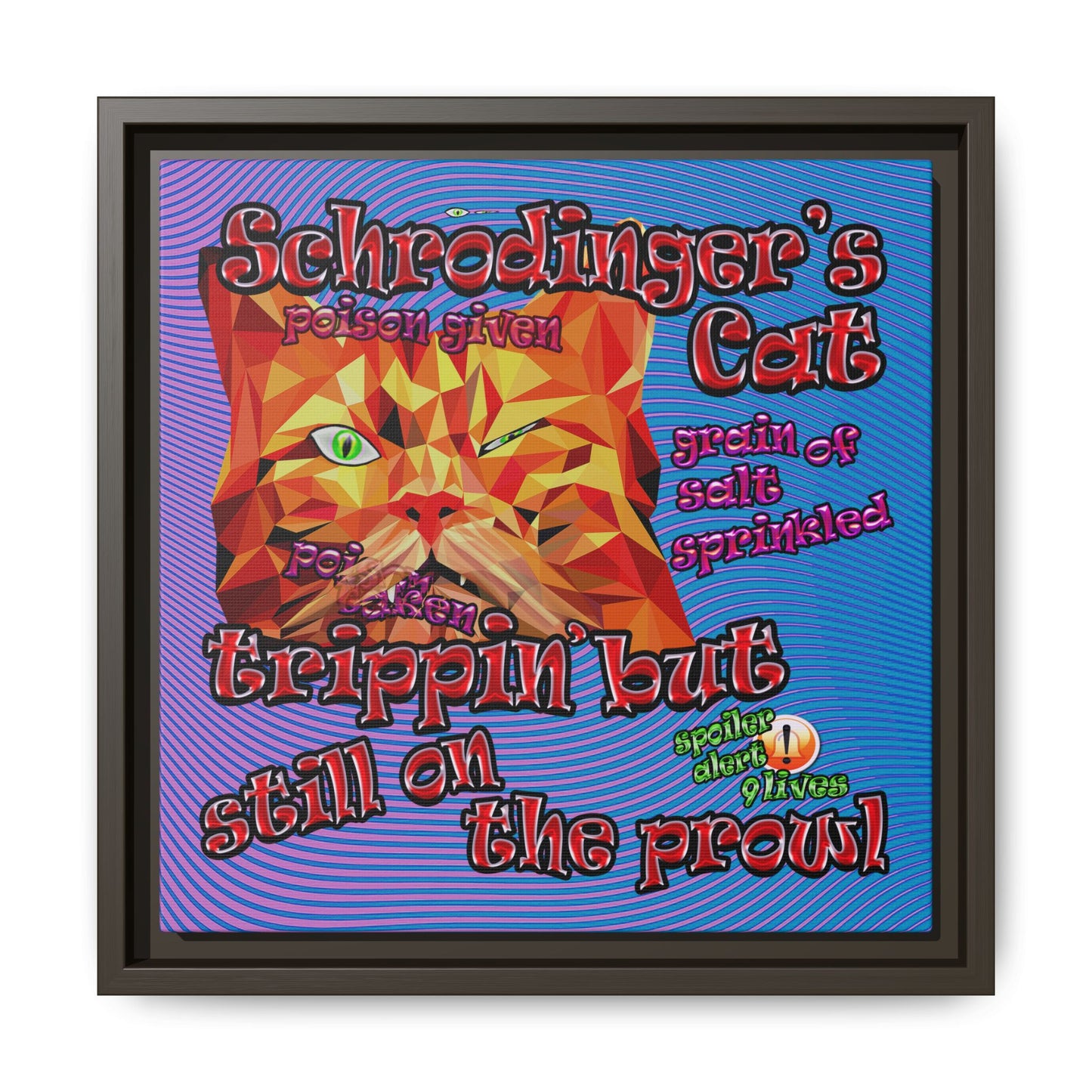 schrodinger's cat - framed canvas art (light blue-purple wave)