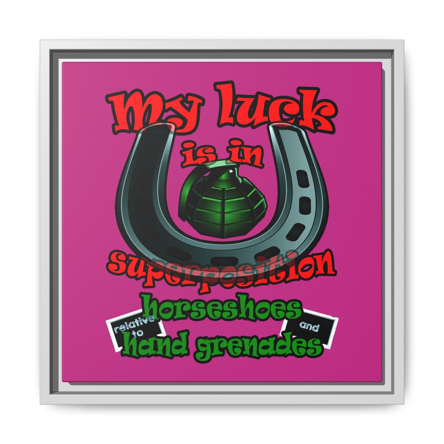 my luck - framed canvas art (pink)