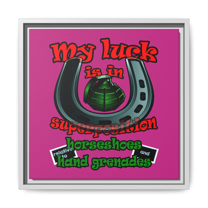 my luck - framed canvas art (pink)
