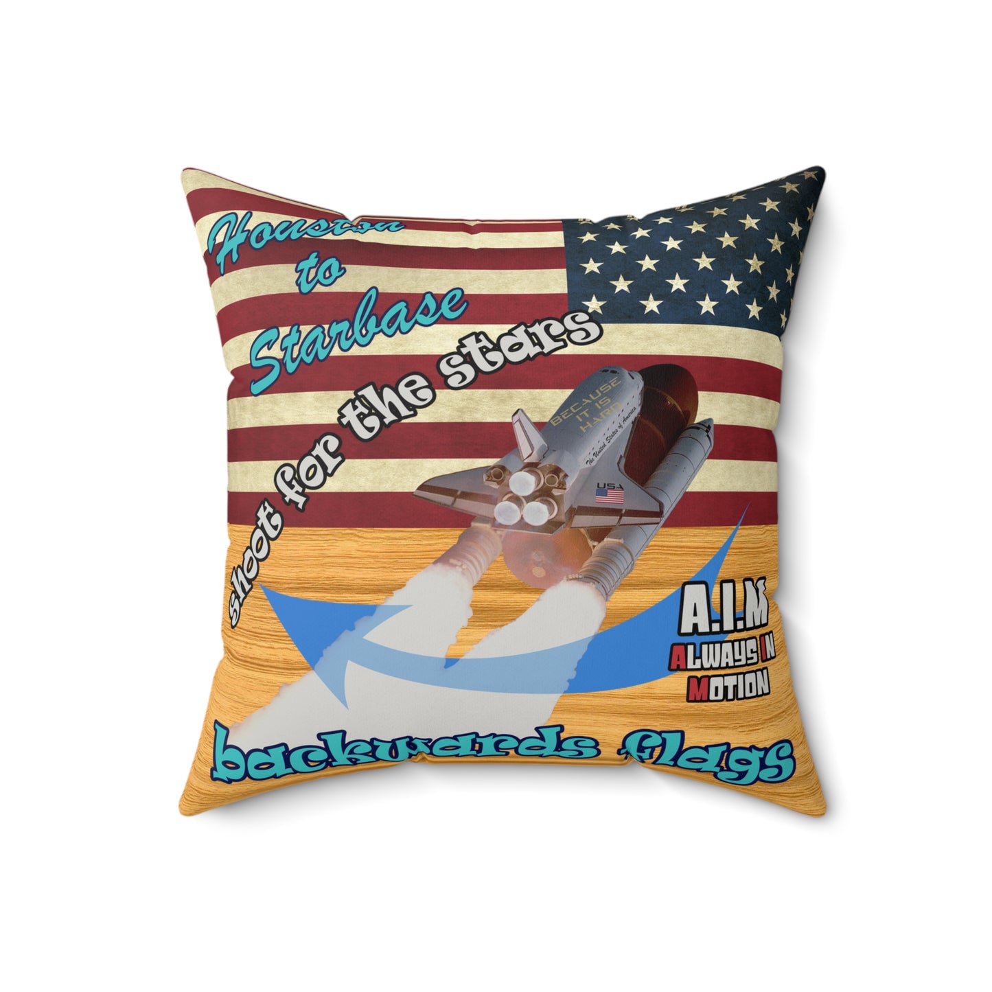 shoot for the stars - Faux Suede Square Pillow - (butterscotch wood finish)