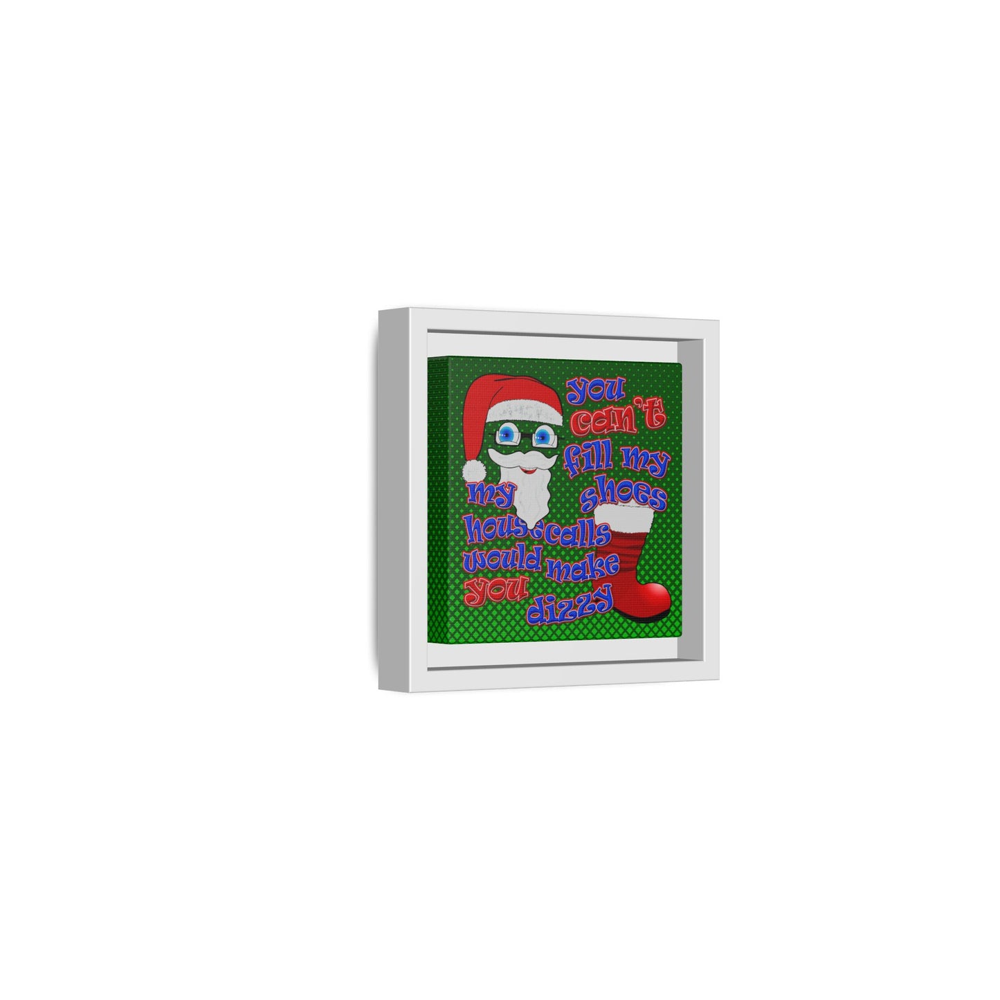 santa's shoes - framed canvas art (logo green)