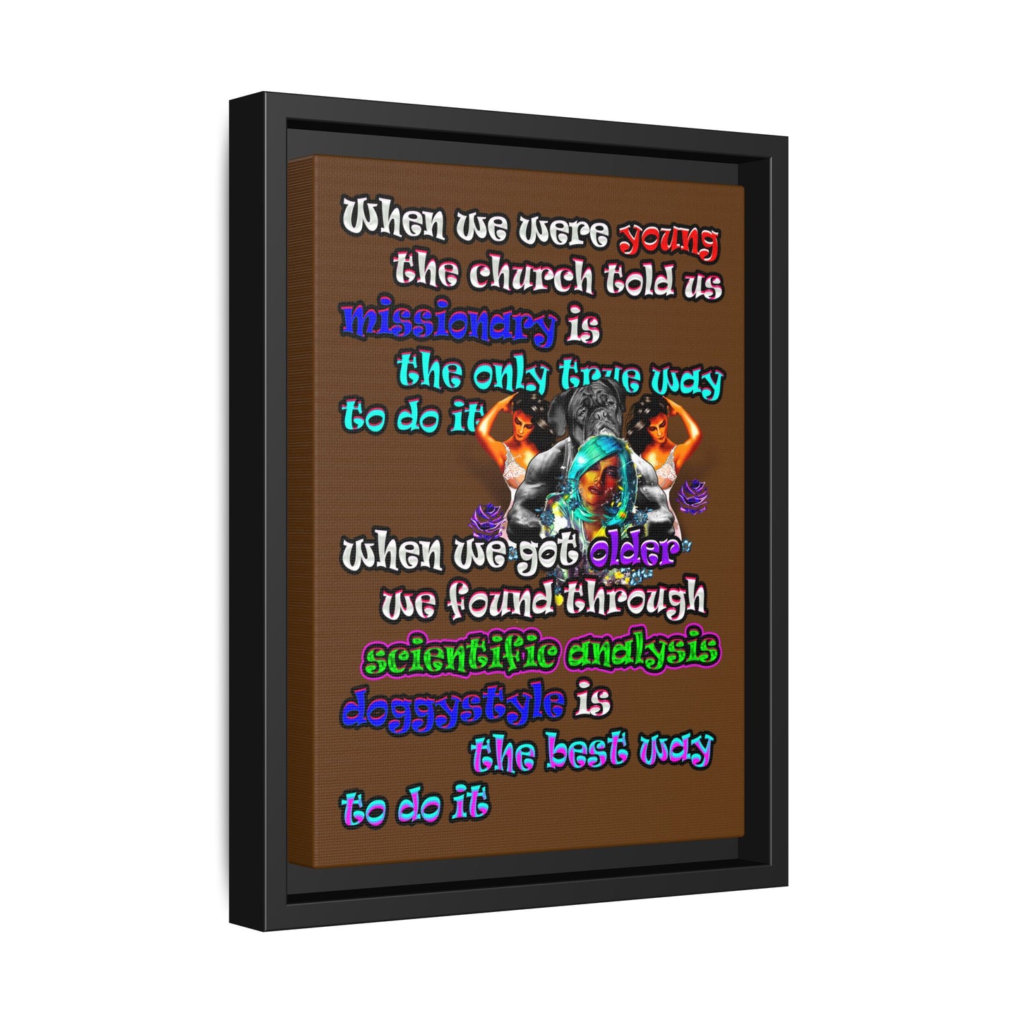 doggystyle - framed canvas art (brown)