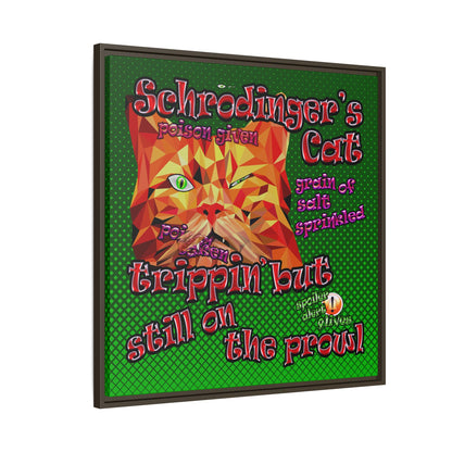 schrodinger's cat - framed canvas art (logo green)