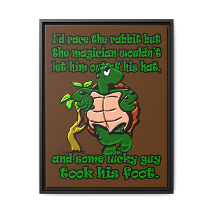 turtle race - framed canvas art (brown)
