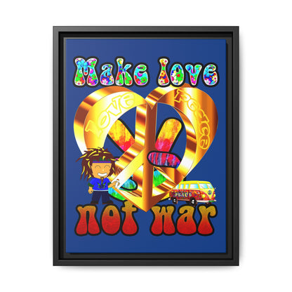 love peace - framed canvas art (dark blue)