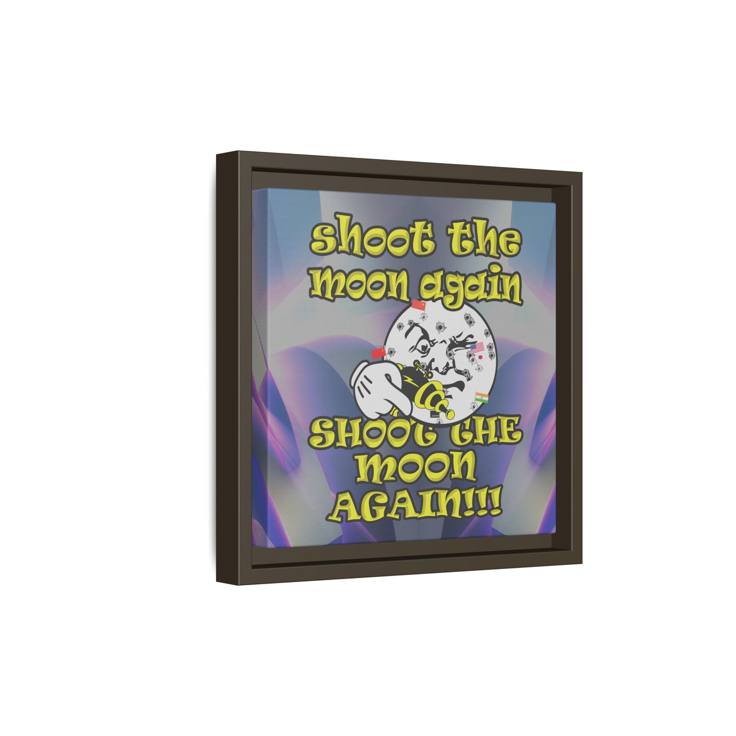 shoot the moon again - framed canvas art (grey-pink wave)