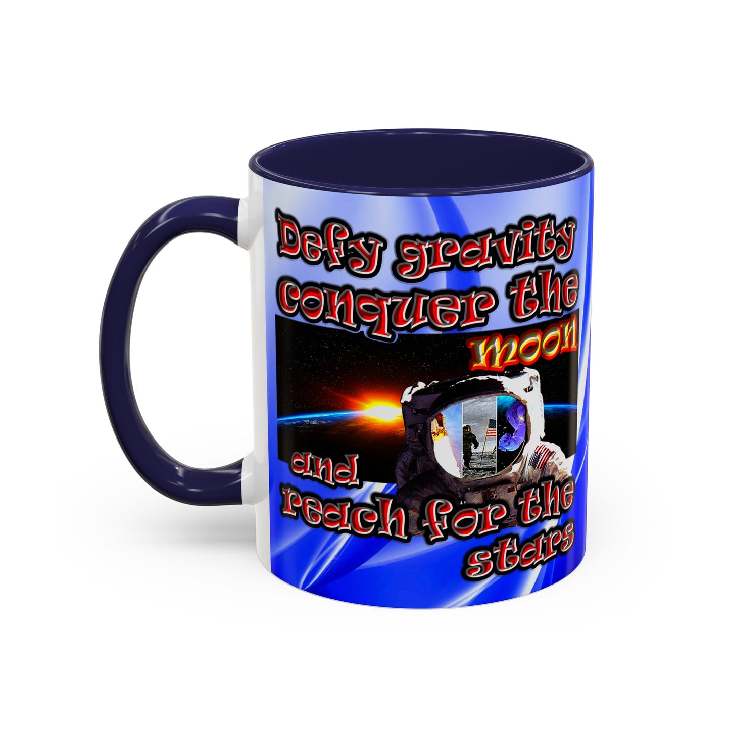 defy conquer reach - Accent Mug (blue-white wave)