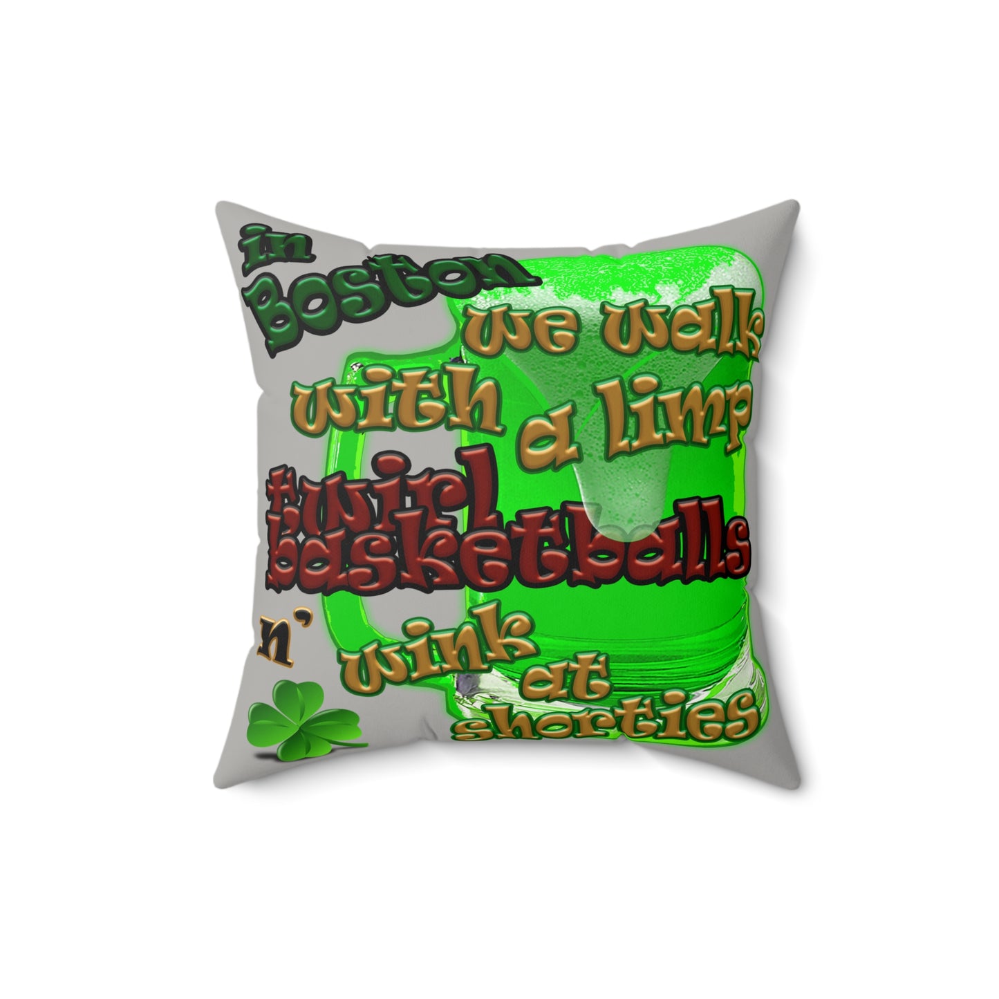 celtics logo - Faux Suede Square Pillow - (light grey)
